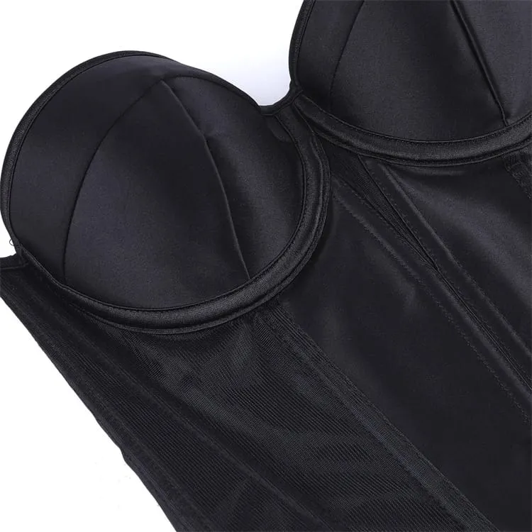 Gothic-Mesh-Korsetts für Damen, durchsichtig, mit Schnürung, über der Brust