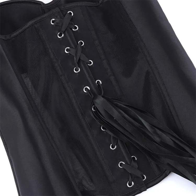 Gothic-Mesh-Korsetts für Damen, durchsichtig, mit Schnürung, über der Brust
