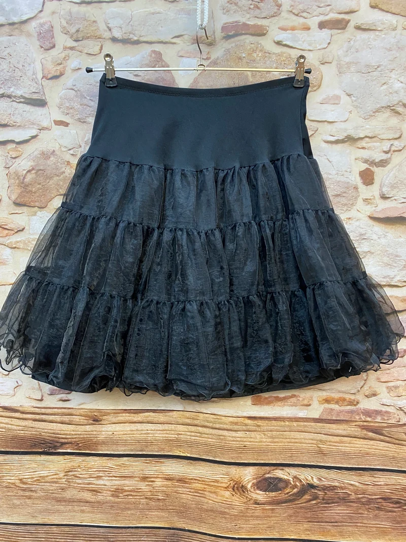 Unterrock Größe S – schwarzer Petticoat zweilagig mit Volumen