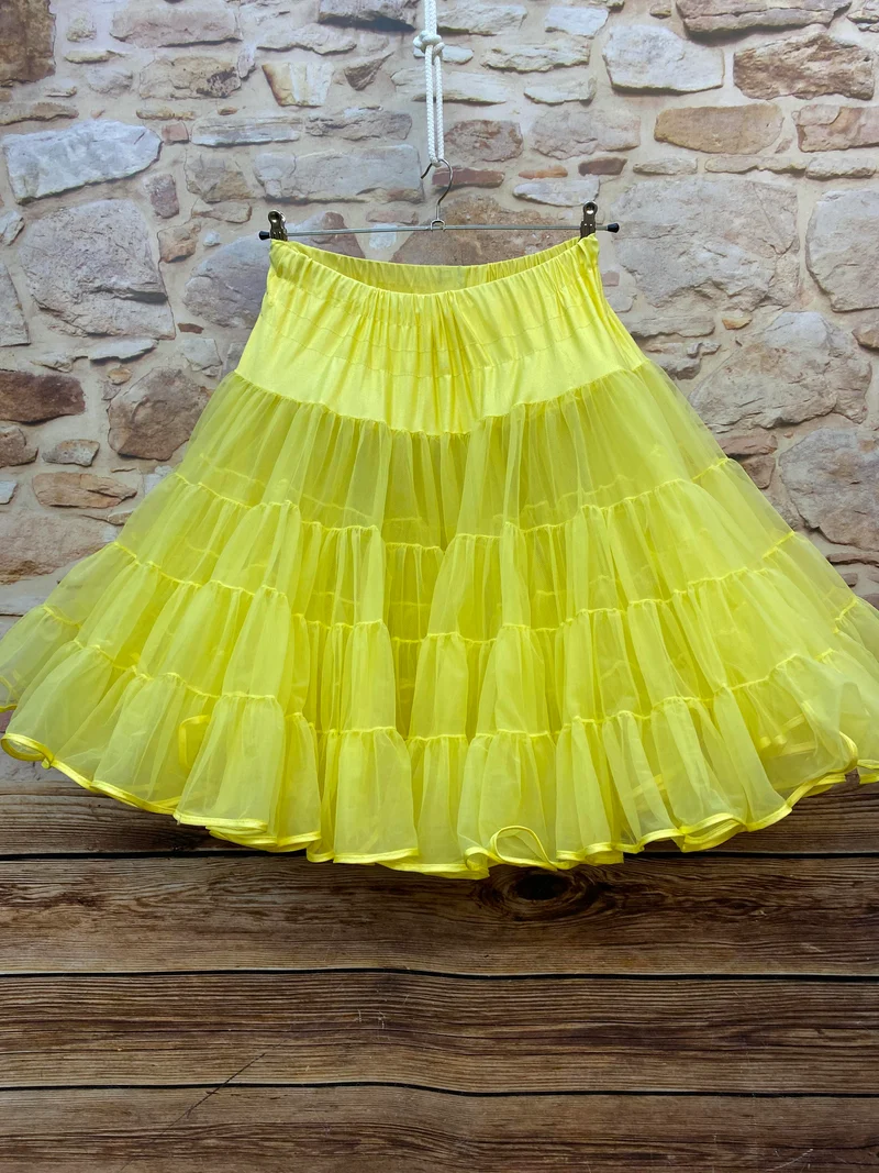 Vintage Petticoat gelb 3-lagig Rockabilly 50er Jahre Gr. L (40–44)