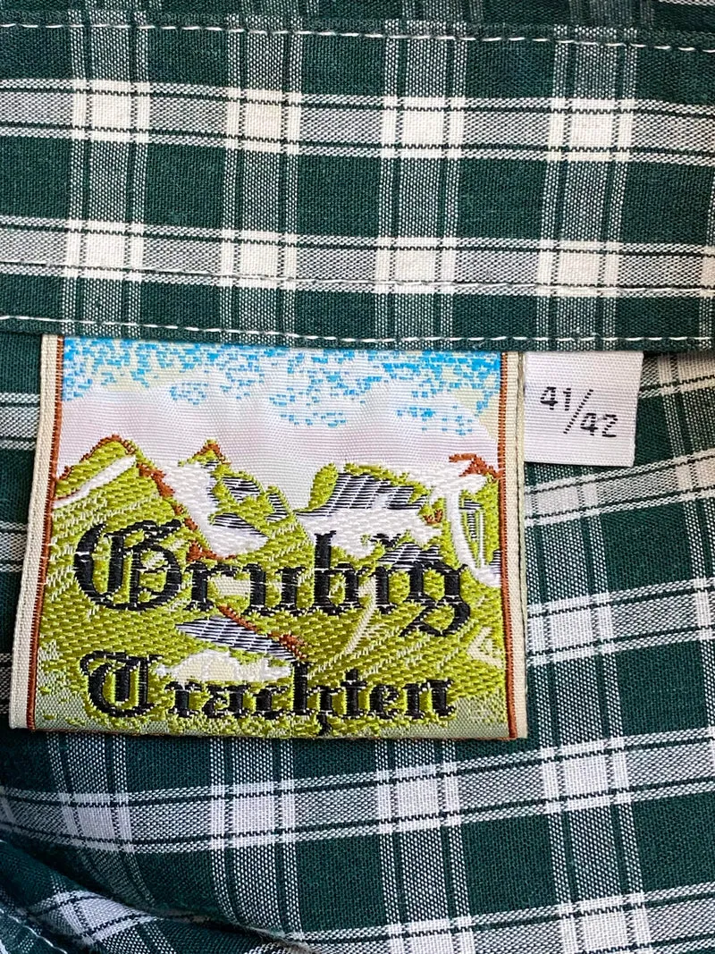 Trachtenhemd – grün - kariert – Größe 41