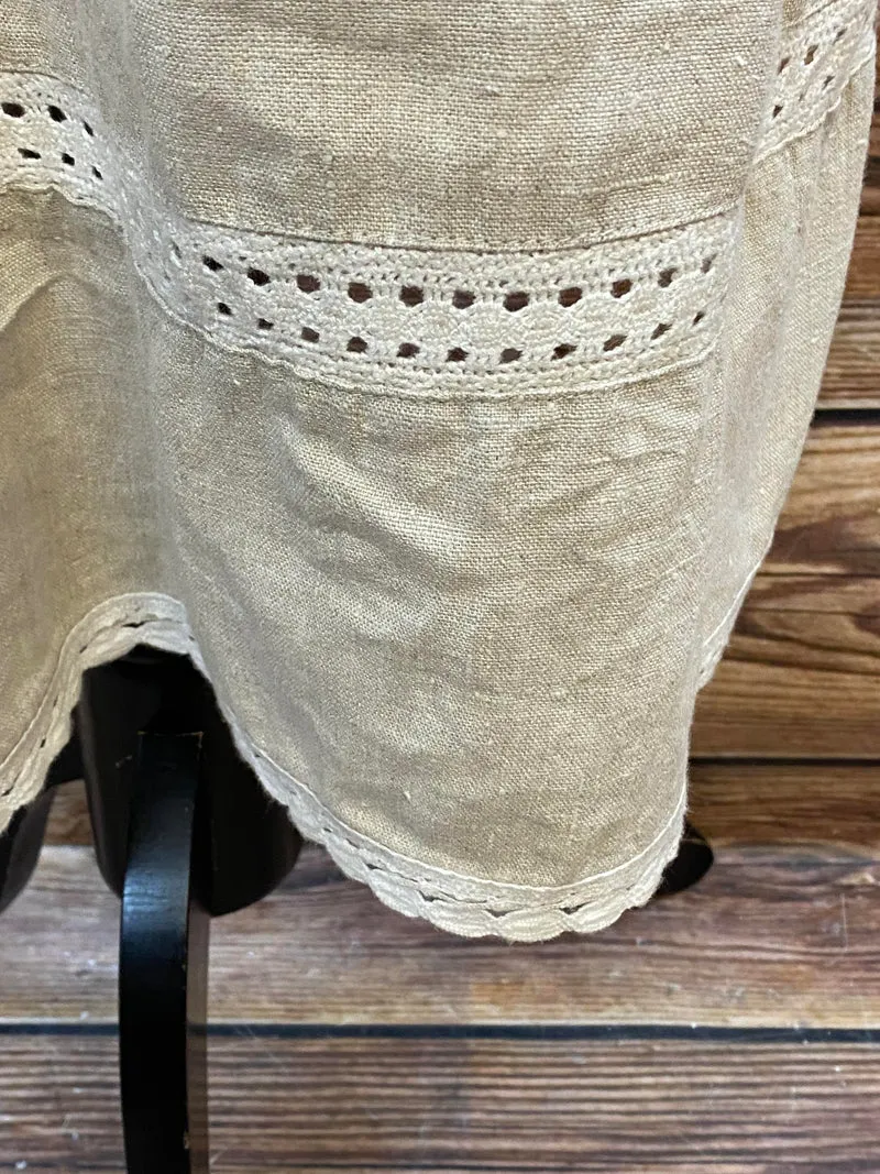Vintage Dirndlschürze beige - Leinen, lang