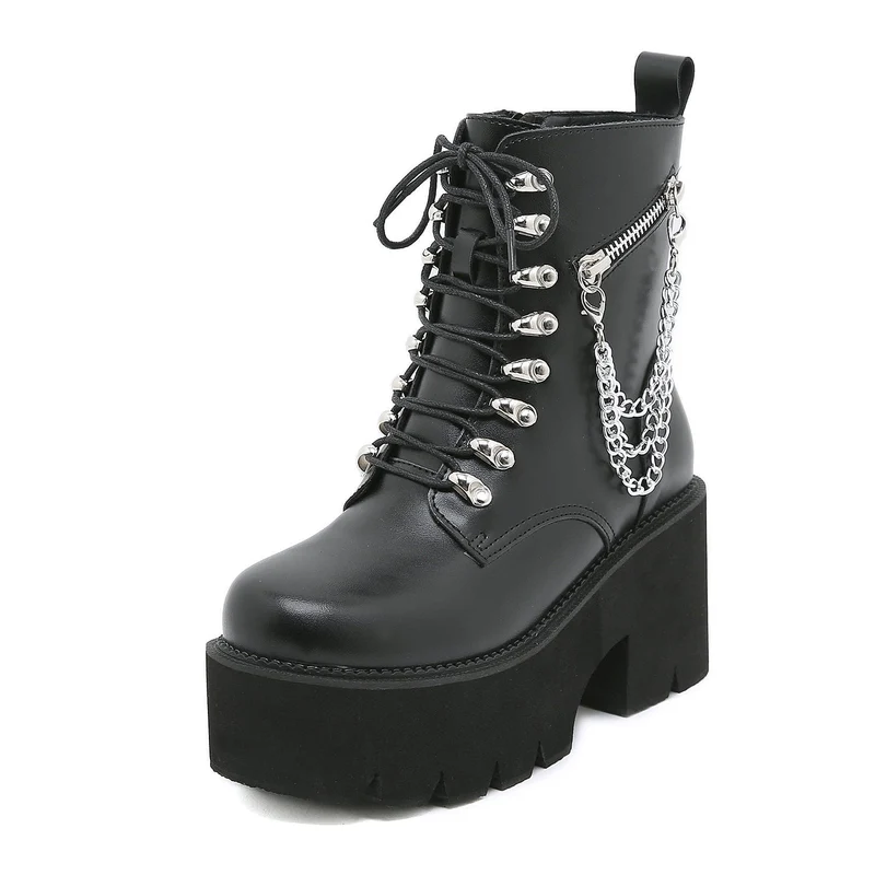 Gothic Punk Plateaustiefel mit Schnürung für Damen
