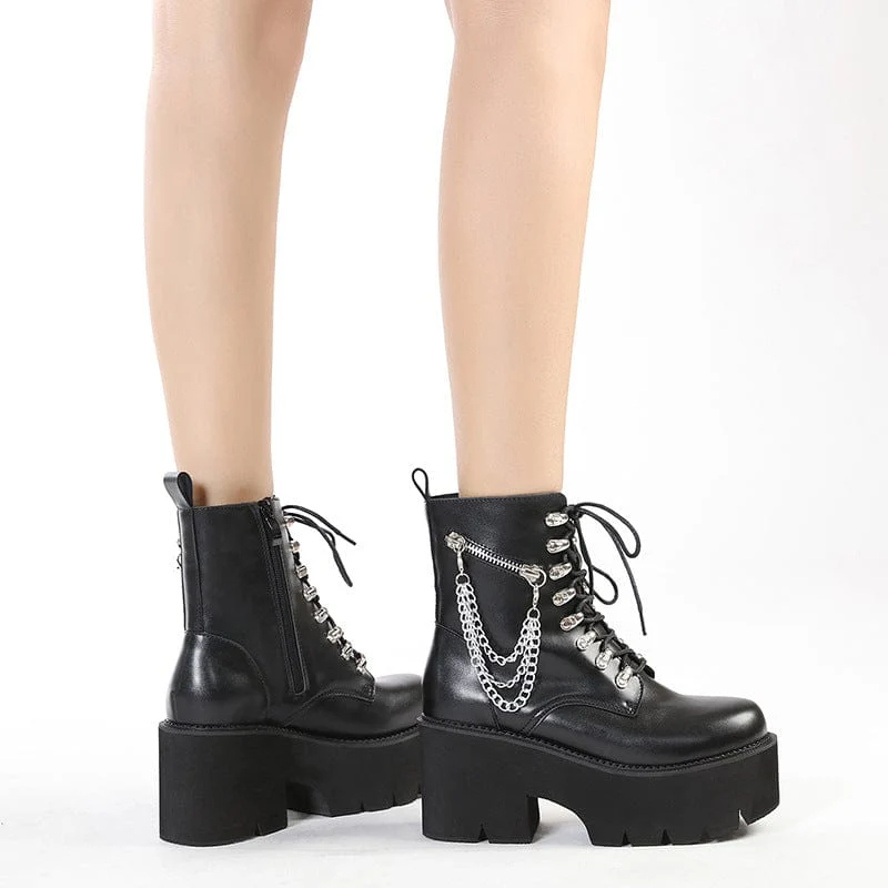 Gothic Punk Plateaustiefel mit Schnürung für Damen