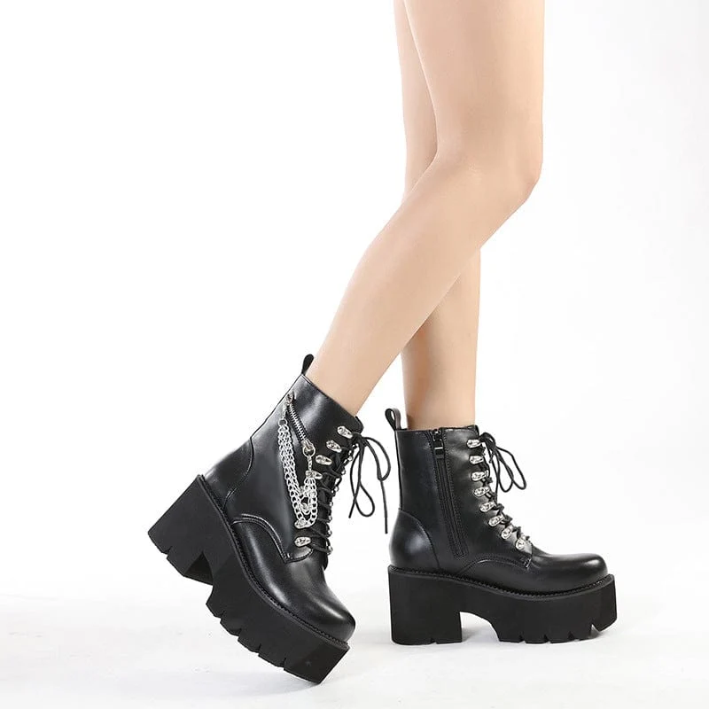 Gothic Punk Plateaustiefel mit Schnürung für Damen