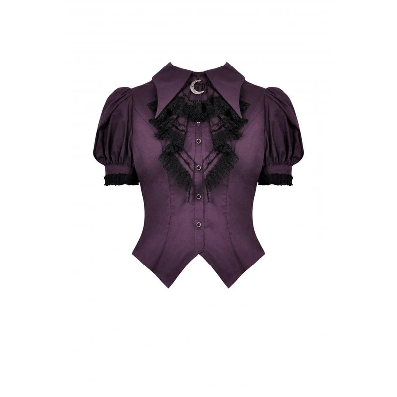Damen-Hemd im Gothic-Stil mit Puffärmeln und Rüschenkragen