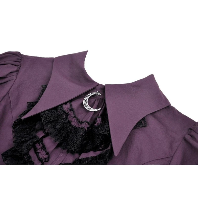 Damen-Hemd im Gothic-Stil mit Puffärmeln und Rüschenkragen