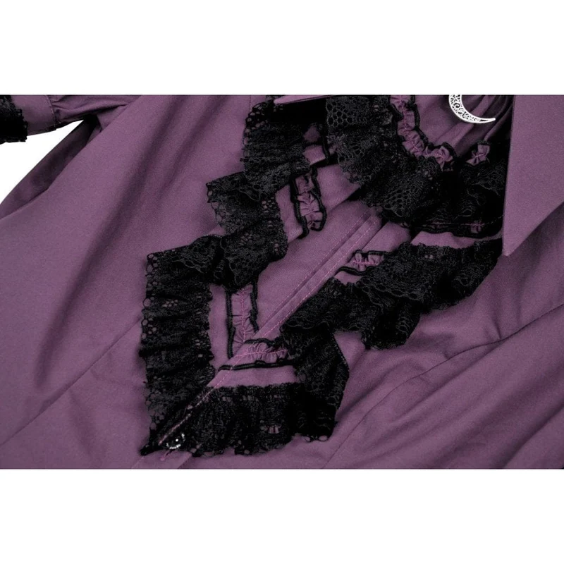 Damen-Hemd im Gothic-Stil mit Puffärmeln und Rüschenkragen