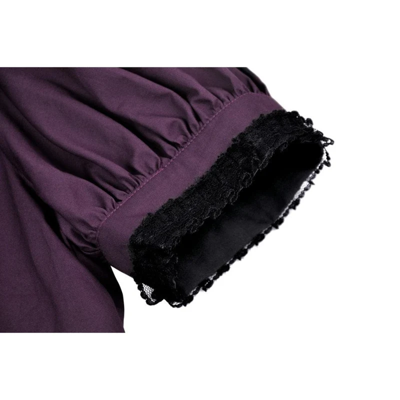 Damen-Hemd im Gothic-Stil mit Puffärmeln und Rüschenkragen