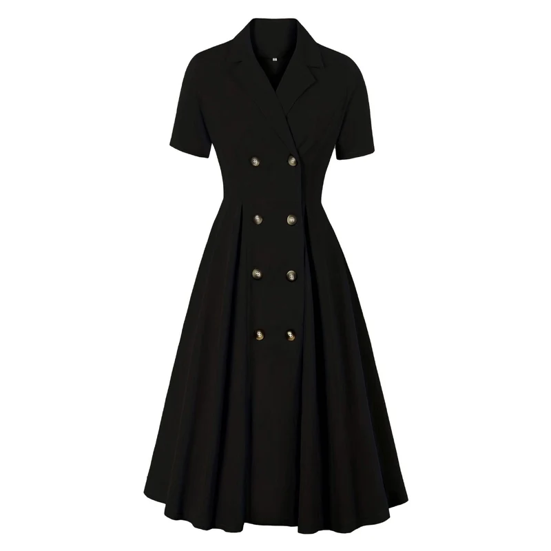 Zweireihiges Abendkleid im Gothic-Stil mit Umlegekragen für Damen