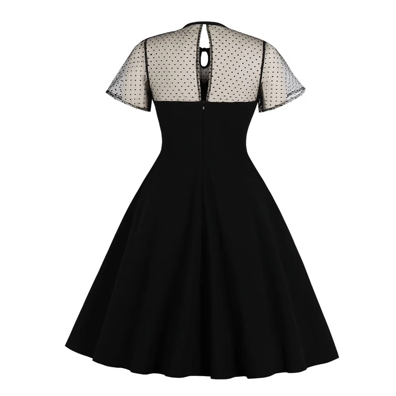 Gothic-Flitterwochenkleid mit Tupfenmuster und Schnürung für Damen