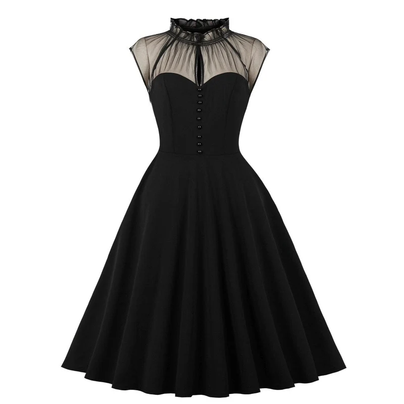 Gothic-Halloweenkleid mit Rüschenkragen für Damen