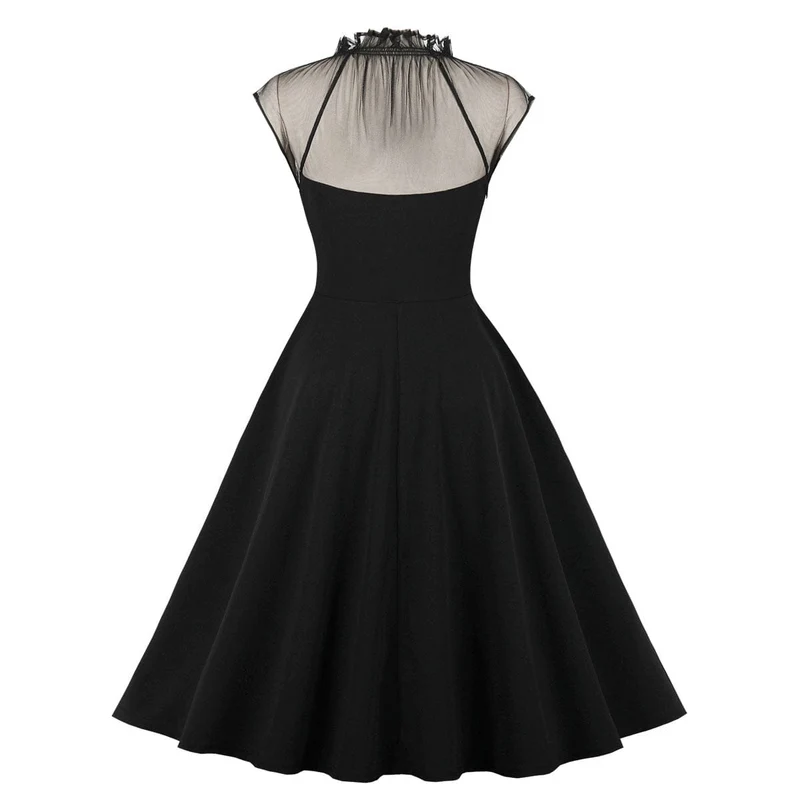 Gothic-Halloweenkleid mit Rüschenkragen für Damen