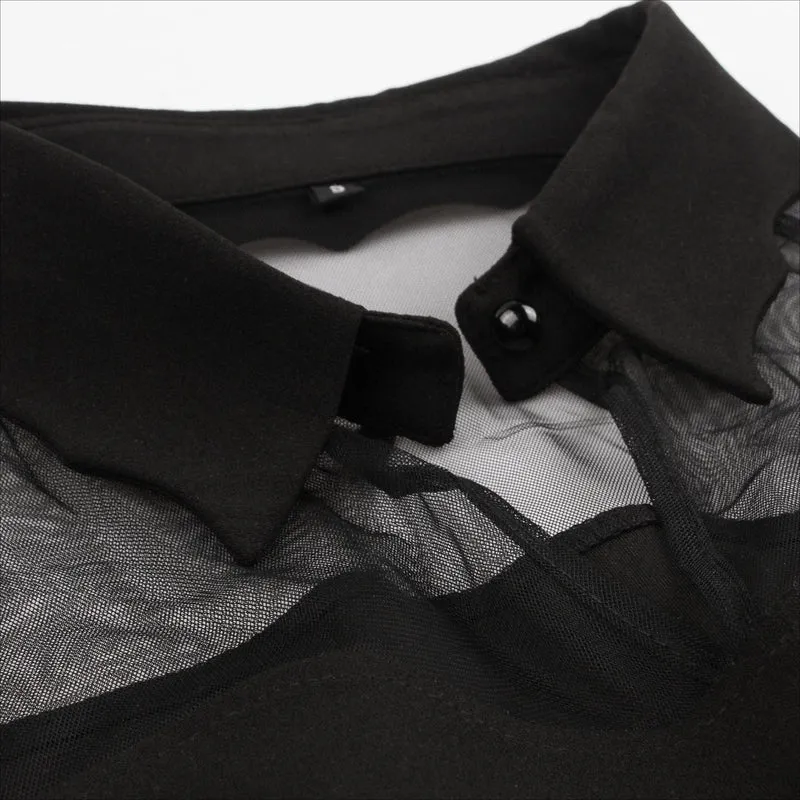 Gothic-Kleid mit ausgestellten Ärmeln und Netzstoff für Damen