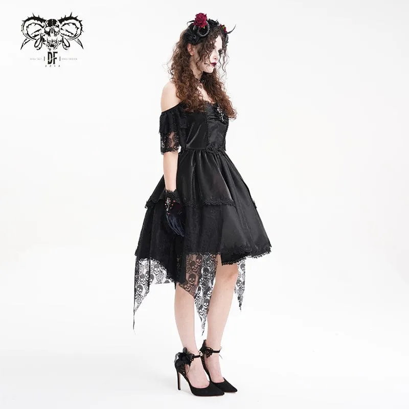Gothic-Schnürkleid für Damen mit Neckholder und asymmetrischem Saum, Abschlusskleid