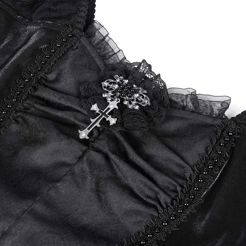 Gothic-Schnürkleid für Damen mit Neckholder und asymmetrischem Saum, Abschlusskleid