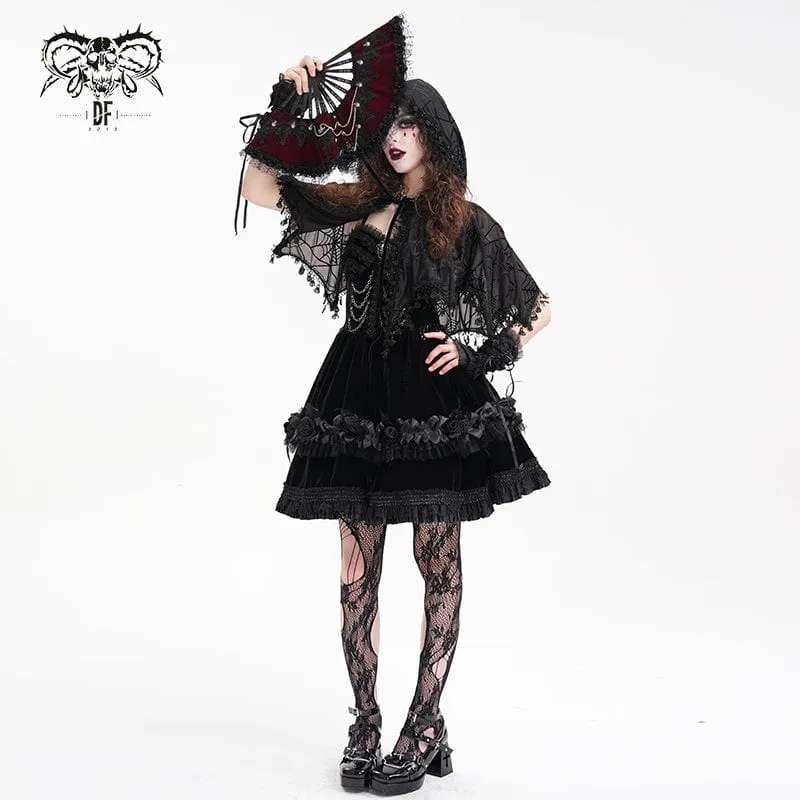 Gothic-Kleid mit Kettenrüschen und Spitze, kurzes Unterkleid für Damen, Abschlusskleid