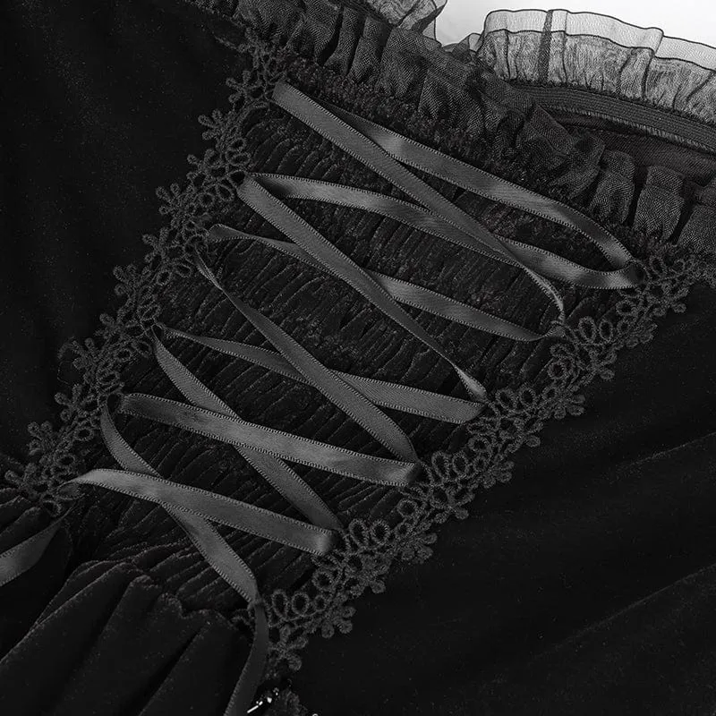Gothic-Kleid mit Kettenrüschen und Spitze, kurzes Unterkleid für Damen, Abschlusskleid