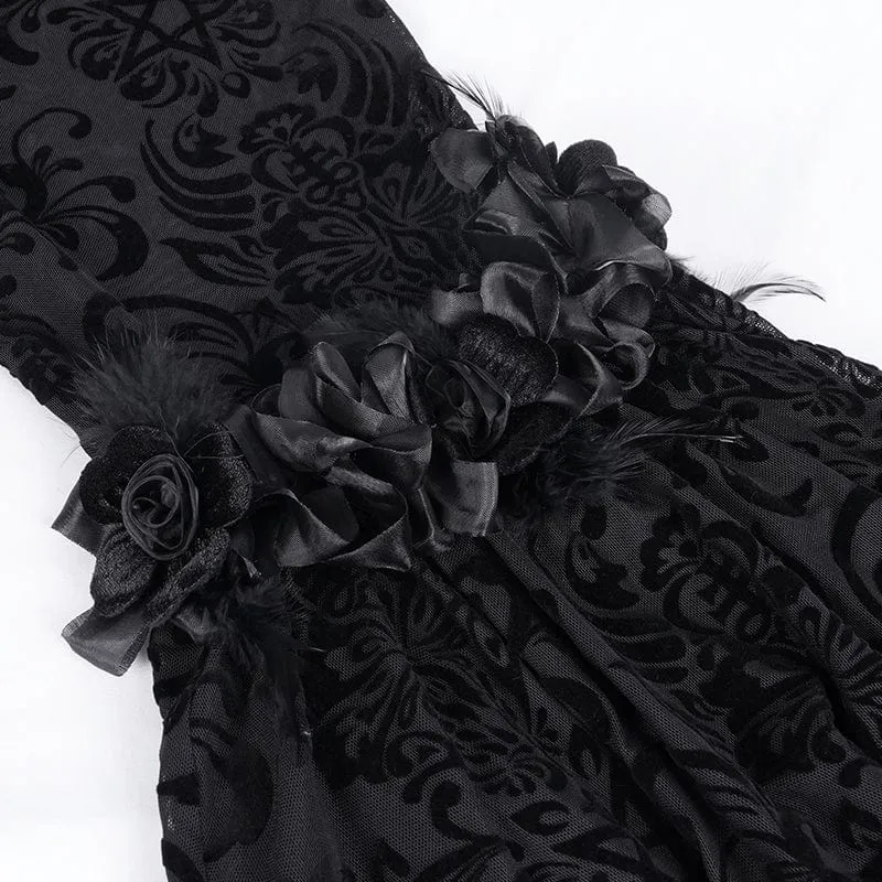 Gothic-Hose aus transparentem Netzstoff mit Quasten und Spitze für Damen