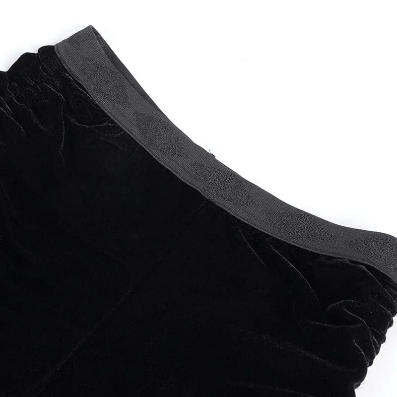 Gothic-Shorts aus gerüschtem Mesh mit Federn für Damen