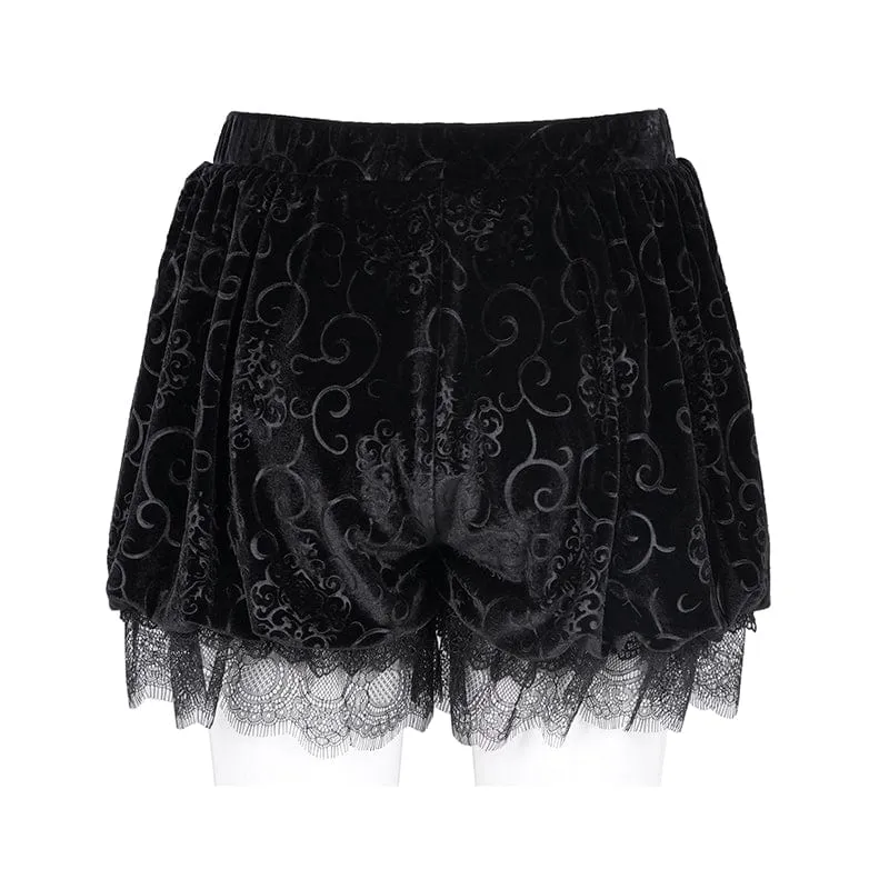 Gothic-Shorts aus Cloud-Samtnetz für Damen