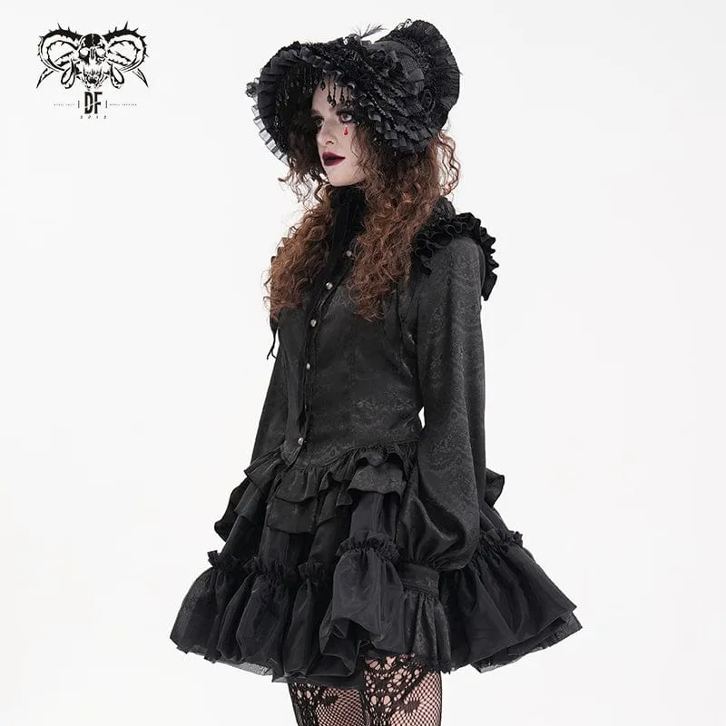 Gothic-Bluse mit Rüschen und Spitze für Damen