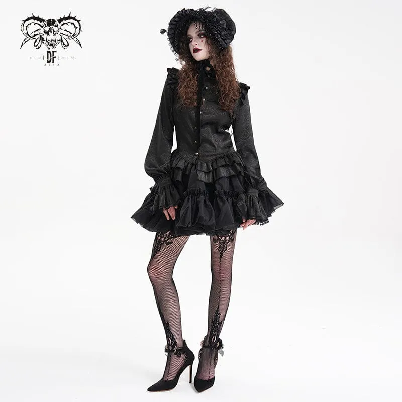 Gothic-Bluse mit Rüschen und Spitze für Damen