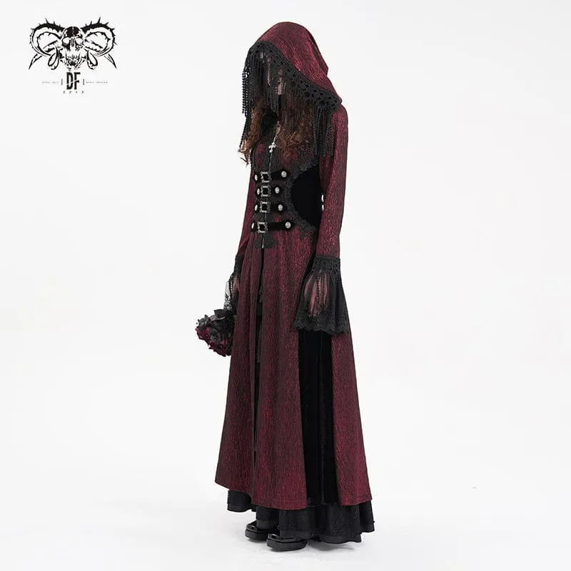 Gothic Jacke mit Schnalle und Quasten für Damen, Rot