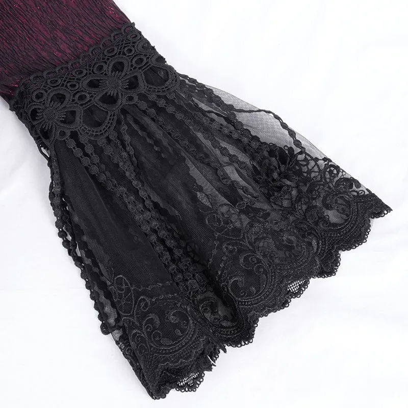 Gothic Jacke mit Schnalle und Quasten für Damen, Rot