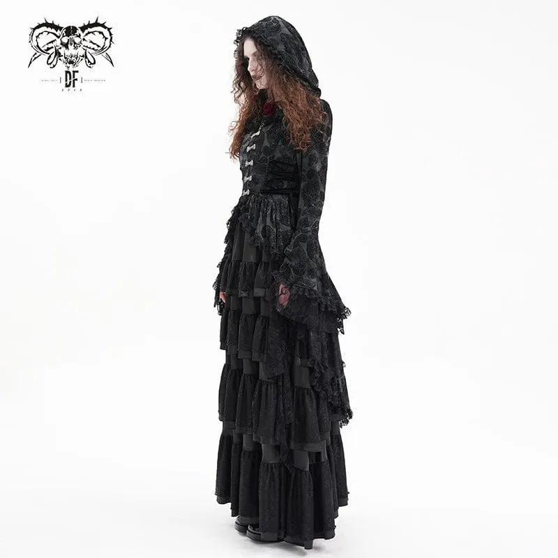 Gothic-Spitzenjacke mit Fledermausärmeln und Kapuze für Damen