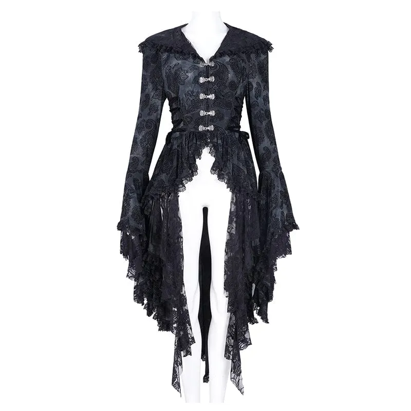Gothic-Spitzenjacke mit Fledermausärmeln und Kapuze für Damen