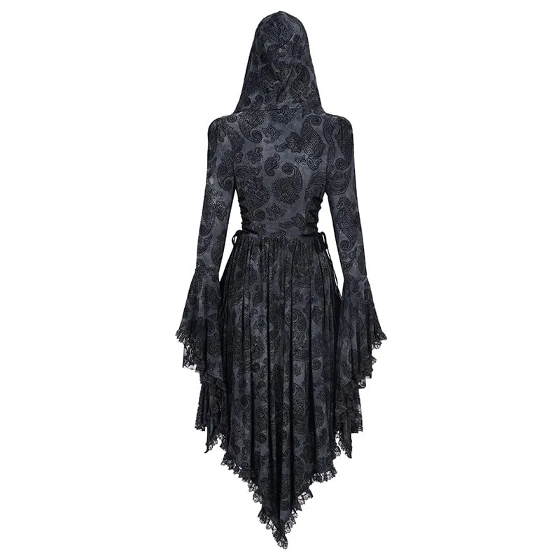 Gothic-Spitzenjacke mit Fledermausärmeln und Kapuze für Damen