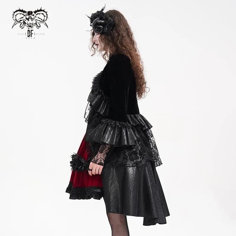Gothic-Jacke aus gerüschtem Netzstoff und Spitze für Damen
