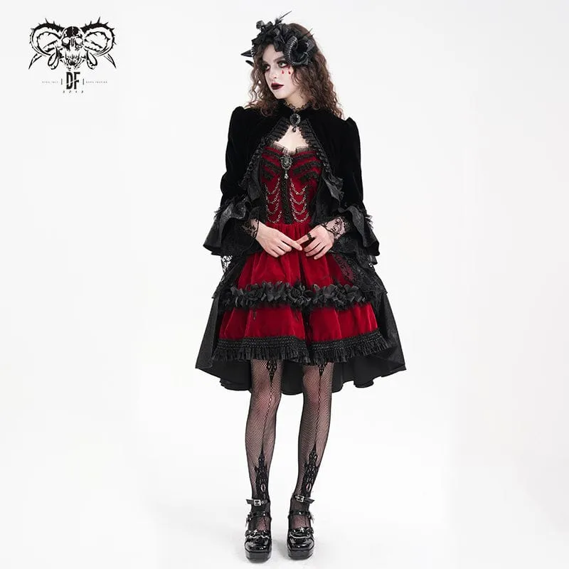 Gothic-Jacke aus gerüschtem Netzstoff und Spitze für Damen