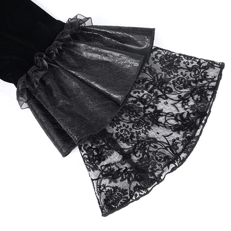 Gothic-Jacke aus gerüschtem Netzstoff und Spitze für Damen
