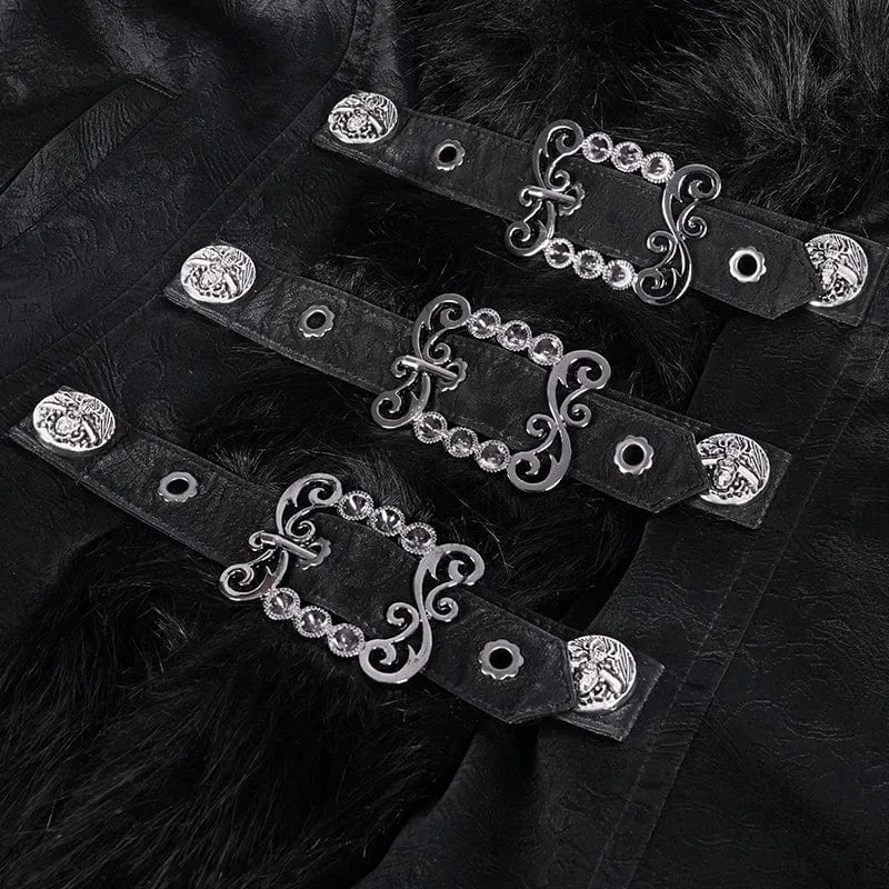 Gothic-Jacke aus Kunstpelz mit Kettendetail für Damen