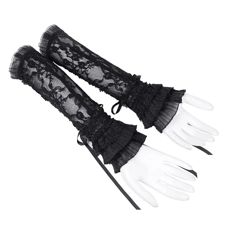 Gothic-Armstulpen aus Netzspitze zum Schnüren für Damen