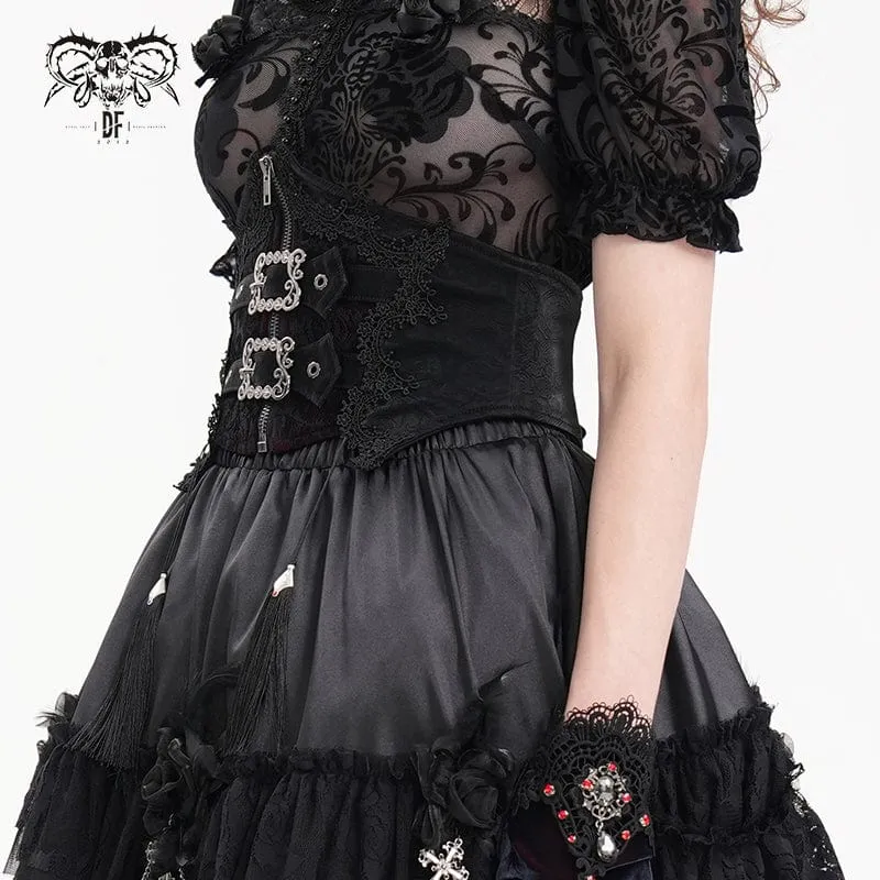 Gothic-Unterbrustkorsett mit Quasten und Schnalle für Damen