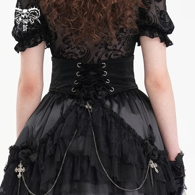 Gothic-Unterbrustkorsett mit Quasten und Schnalle für Damen