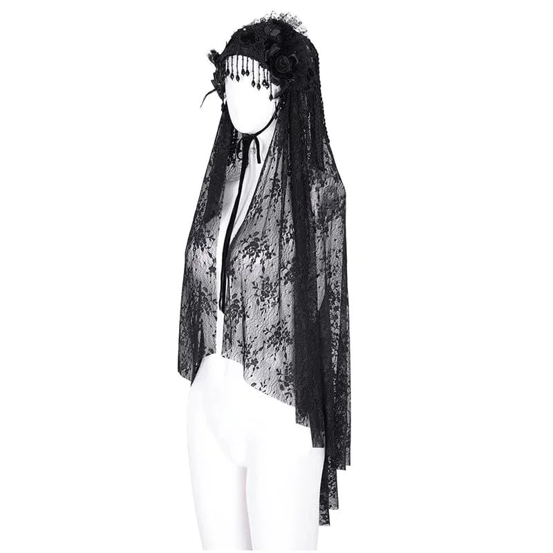 Gothic-Schleier mit Häkelquasten und Spitze für Damen