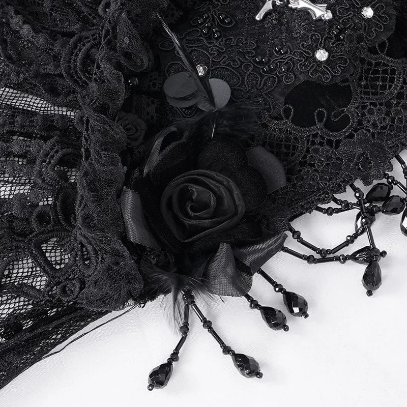 Gothic-Schleier mit Häkelquasten und Spitze für Damen