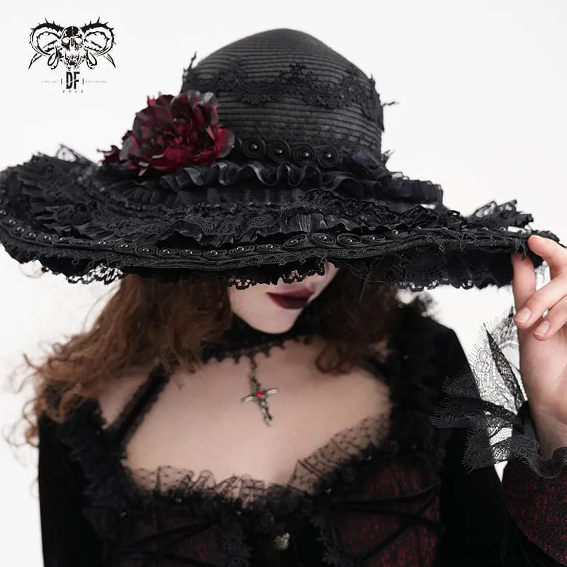Gothic-Mützen aus Rosenspitze für Damen