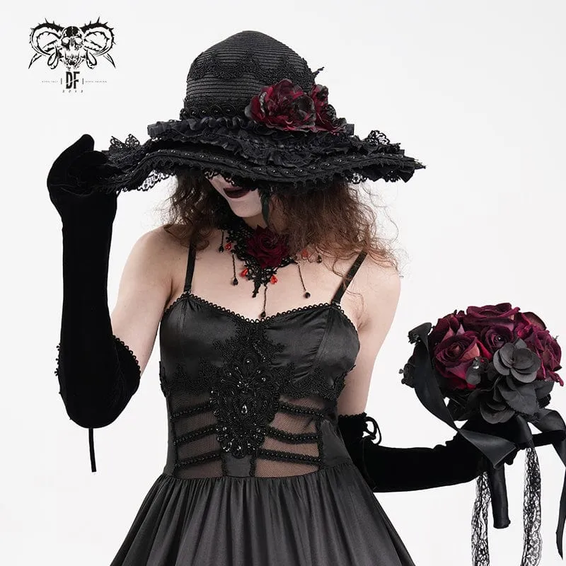 Gothic-Mützen aus Rosenspitze für Damen
