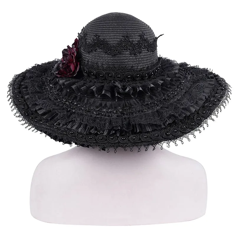Gothic-Mützen aus Rosenspitze für Damen