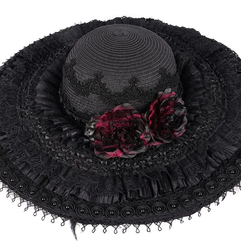 Gothic-Mützen aus Rosenspitze für Damen
