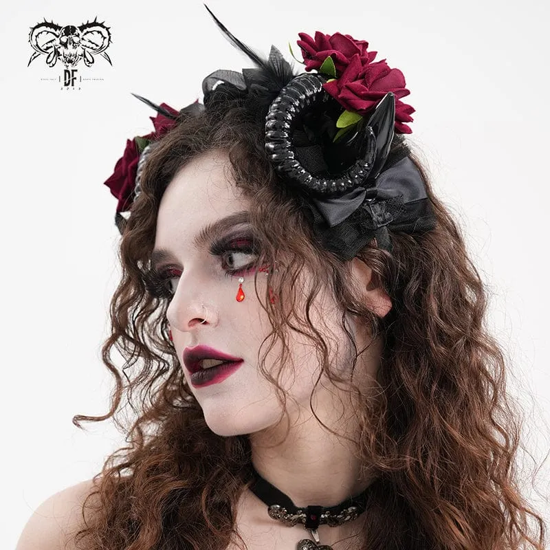 Gothic-Haarschmuck für Damen aus Horn und Rose