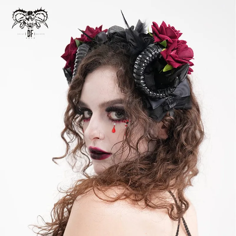 Gothic-Haarschmuck für Damen aus Horn und Rose