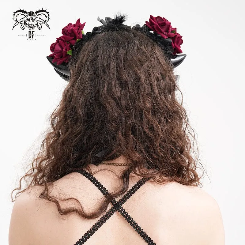 Gothic-Haarschmuck für Damen aus Horn und Rose