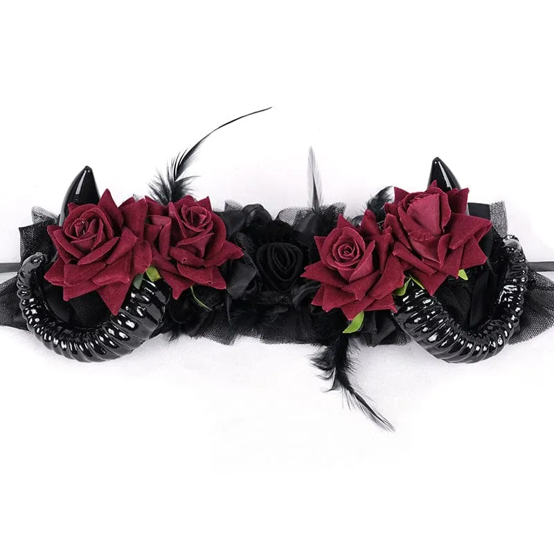 Gothic-Haarschmuck für Damen aus Horn und Rose
