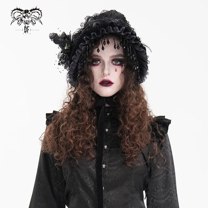 Gothic-Haarschmuck für Damen mit Quasten und Blumenmuster